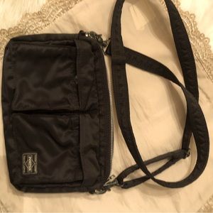 PORTER Tanker small shoulder waist crossbody bag wallet 2 way black orange nylon